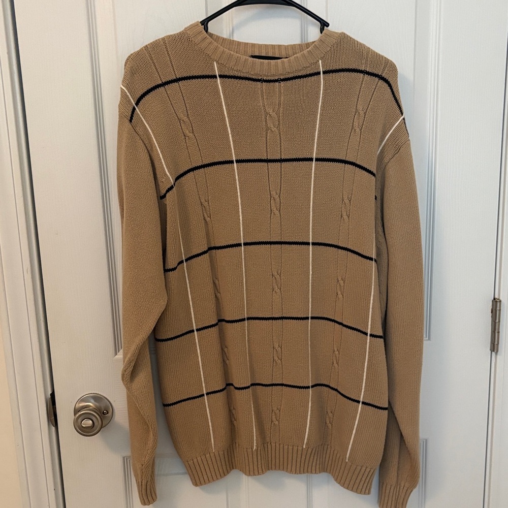 Chaps Tan and Black Crewneck Sweater